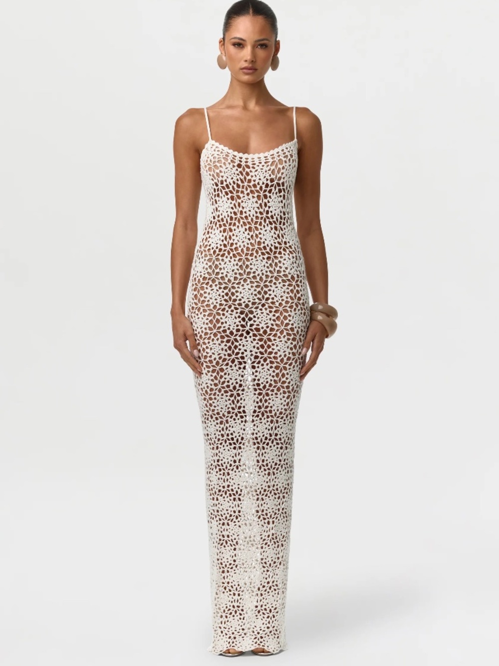 NWT Naked Wardrobe Knit Crochet Maxi Dress - Picture 3 of 7